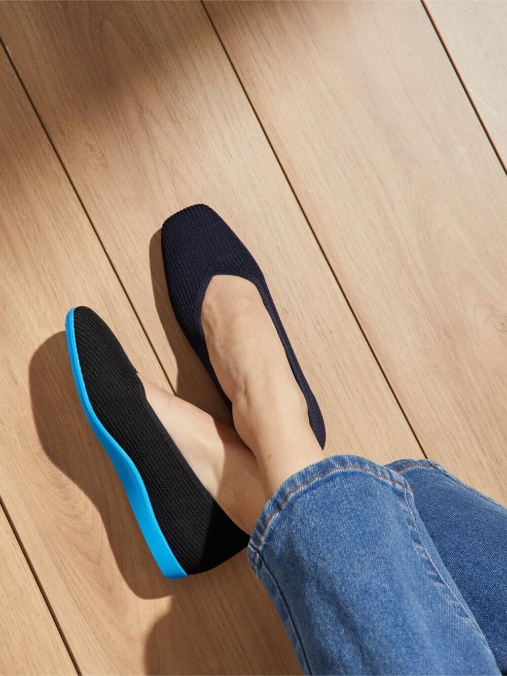 Vivaia Margot Square Toe Cloud walker Black Blue Flats Size EU 41.5 / US 10